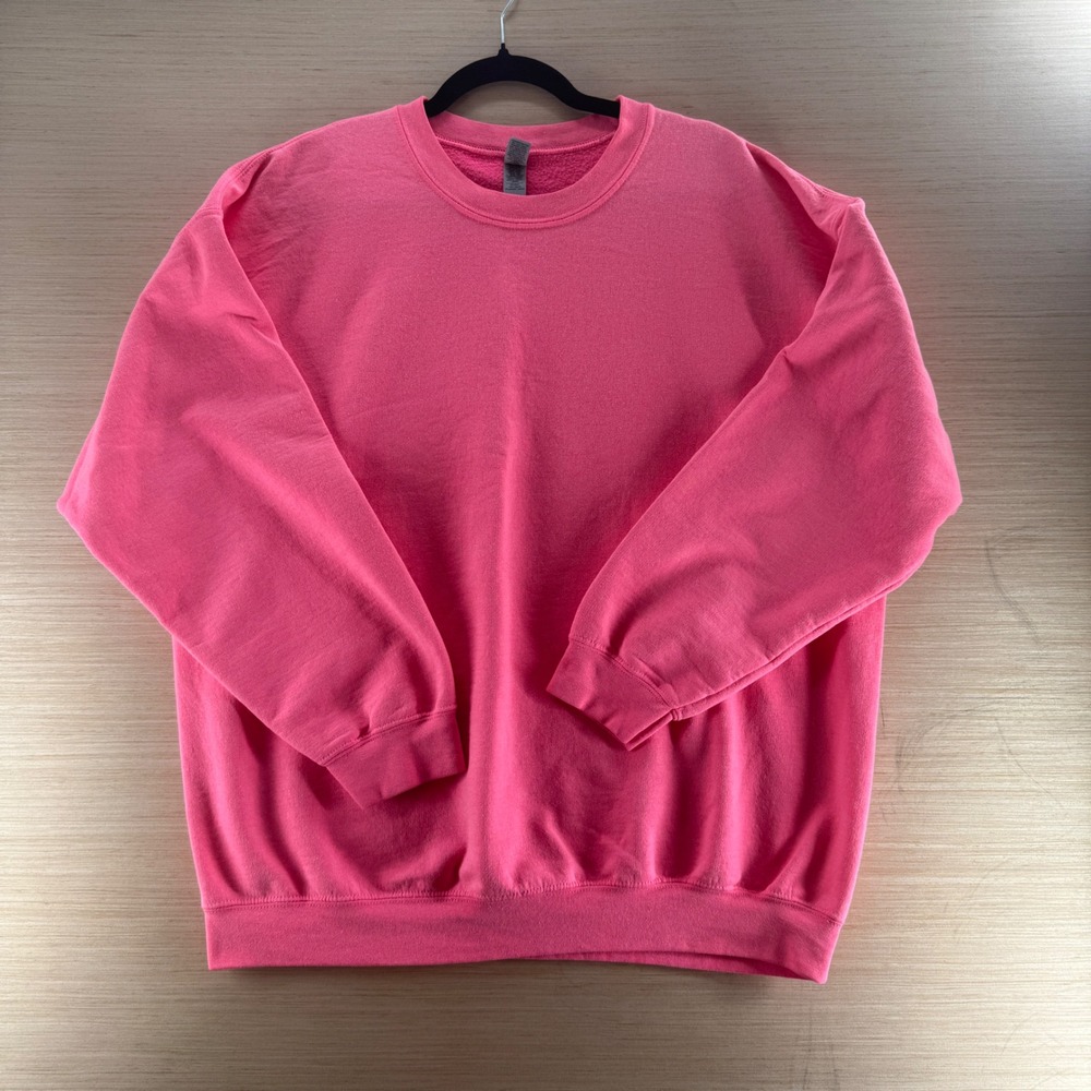Gildan Heavy Blend‎ Pink Crewneck Sweatshirt Womens XL Neon Fleece Barbiecore